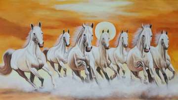 Seven Running Horses Oil Painting on Canvas  Bhavya Murarka  Exotic India  Art