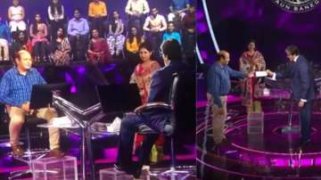 KBC 13: Big B fulfills Neha's father-in-law's dream of sitting on hot seat, gives him winning cheque