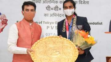 Sports Minister Anurag Thakur with PV Sindhu