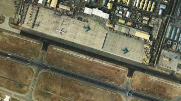 In this satellite photo released by Planet Labs Inc., Kabul's international airport is seen amid evacuations on Monday.