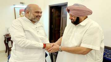 Former Punjab Chief Minister Amarinder Singh meets Union Home Minister Amit Shah in New Delhi.