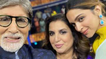Amitabh Bachchan with Deepika Padukone and Farah Khan