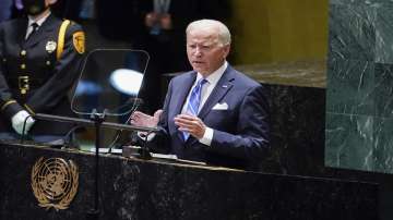 President Joe Biden delivers remarks to the 76th Session of the United Nations General Assembly, Tuesday, Sept. 21, 2021, in New York. 