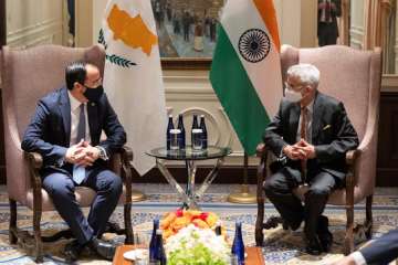 External Affairs Minister S Jaishankar in a meeting with Cyprus counterpart Nikos Christodoulides  