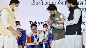 Sports Minister Anurag Thakur felicitates triumphant Paralympians