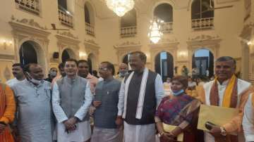 CM Yogi Adityanath's cabinet at Raj Bhavan, Lucknow.