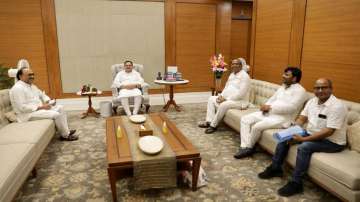 BJP National President JP Nadda meets Nishad Party National President Sanjay Nishad and MP Praveen Nishad, Delhi. (File photo)