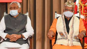 Bihar Chief Minister Nitish Kumar with Deputy Chief Minister Tarkishore Prasad