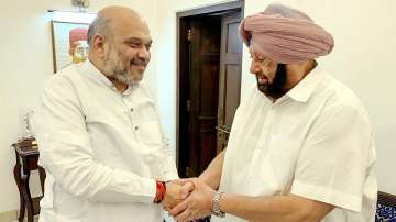 Amarinder Singh meets Amit Shah in New Delhi.