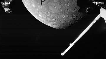 After swooping past Mercury at altitudes of under 200 kilometers (125 miles), the spacecraft took a low-resolution black-and-white photo with one of its monitoring cameras before zipping off again.
 