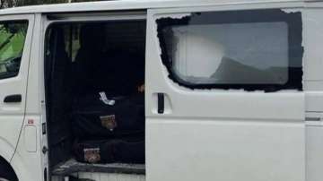 The team van was parked outside the hotel when thieves smashed the window and stole the cricket gear