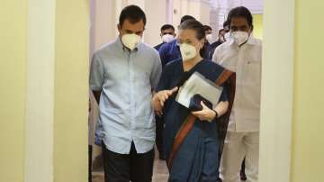 Sonia Gandhi and Rahul Gandhi and others arrive for a meeting with the general secretaries, in-charges and PCC Presidents at AICC HQ, in New Delhi on October 26.