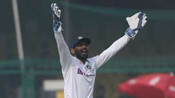 India's wicketkeeper KS Bharat appeal successfully against New Zealand's captain Kane Williamson dur