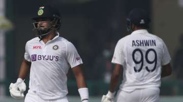 India's Shreyas Iyer left, and Ravichandran Ashwin, run between the wickets during day four of their