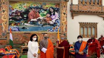 Bhutan Prime Minister Lotay Tshering (2R) on the arrival of a consignment of COVID-19 vaccine in Bhutan. (Representational image)