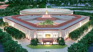 A model of the proposed new Parliament building, in New Delhi.?