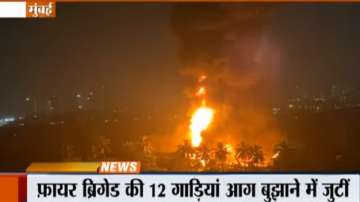 Fire breaks out at a Samsung service station in Kanjurmarg industrial estate in Mumbai.