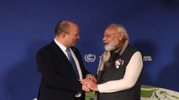 Prime Minister Narendra Modi with Israeli PM Naftali Bennet at CoP26 Climate Summit, in Glasgow