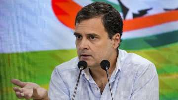 Congress leader Rahul Gandhi addresses a press conference at AICC in New Delhi.