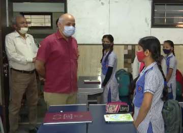 Delhi's Deputy CM and Education Minister Manish Sisodia visited schools in West Vinod Nagar of East Delhi to seek the opinion of students and teachers 
