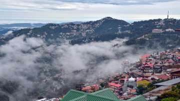 Mist cover in the northern part of Shimla town.