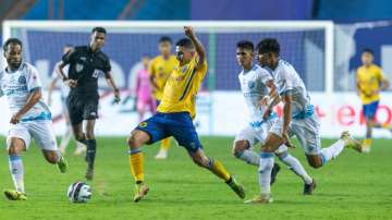 A moment from Jamshedpur FC vs Kerala Blasters match in ISL 2021-22. 