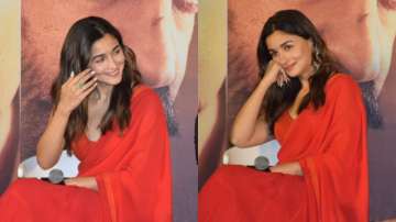 Alia Bhatt blushes after reporter asks if 'R' is lucky for her at RRR's trailer launch. Watch video