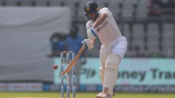 Shubman Gill while playing a shot in the ongoing second Test against New Zealand in Mumbai