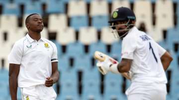 South Africa's Kagiso Rabada was disappointed as India opener KL Rahul hit him for a boundary on Day