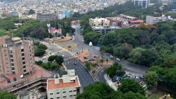 A bird eye view of the city during Lockdown amid coronavirus second wave in Bengaluru in April 2021. 
