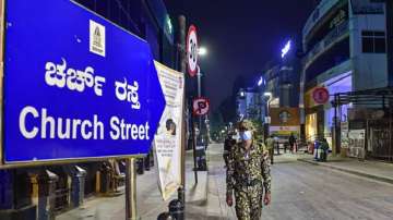 A deserted look of Bengaluru's Church Street during night curfew