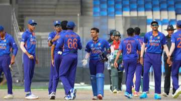 India U-19 team celebrate win over Bangladesh U-19 team. 