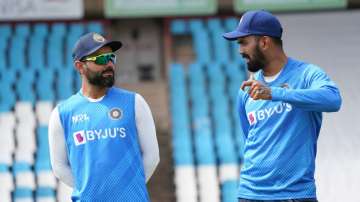 India captain Virat Kohli and his deputy KL Rahul in an animated conversation.