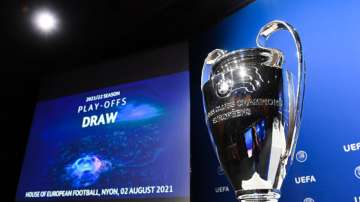 File photo of UEFA Champions League trophy.