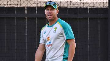 Australia opener David Warner during a nets session at Adelaide Oval on Tuesday.