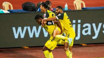 File photo of Bartholomew Ogbeche (far left) with Hyderabad FC teammates.