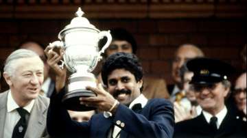 Kapil Dev lifts the 1983 World Cup after India defeated West Indies in the final on June 25, 1983.