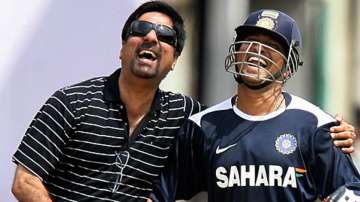 Kris Srikkanth has a laugh with legendary former India batsman Sachin Tendulkar. 