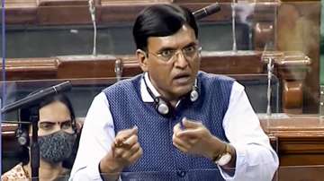 Union Health Minister Mansukh Mandaviya speaks in the Lok Sabha during the Winter Session of Parliament in New Delhi.