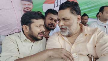 Jan Adhikar Party chief Pappu Yadav and Congress leader Kanhiya Kumar in Kusheshwar Asthan in Darbhanga on October 26.