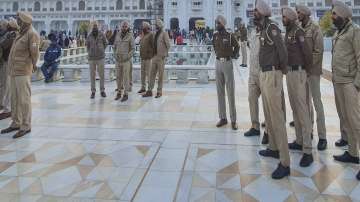 Punjab police officials at a Gurdwara.
