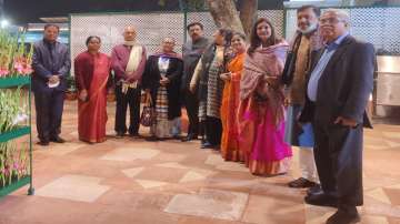 Shiv Sena MP Priyanka Chaturvedi and other suspended Rajya Sabha MPs attend Vice President M. Venkaiah Naidus granddaughter’s reception at his residence, in New Delhi. 