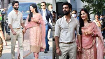 Newlyweds Vicky Kaushal, Katrina Kaif make first appearance as husband & wife, walks hand-in-hand | 