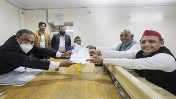 Samajwadi Party President Akhilesh Yadav files his nomination for the Uttar Pradesh Assembly elections, in Mainpuri.