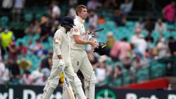England batsmen Zak Crawley and Haseeb Hameed walk off at stumps on the second day 