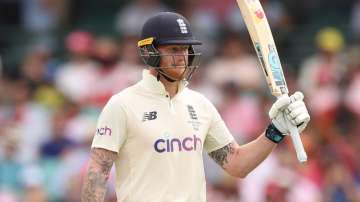 England's Ben Stokes celebrates after scoring fifty in the fourth Test against Australia.