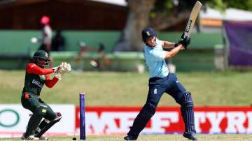 James Rew hit the winning run as England set up a seven-wicket win over Bangladesh in Match 7.