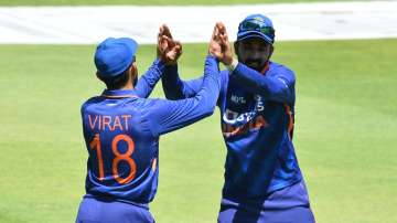 Virat Kohli and KL Rahul (Captain) of India celebrates after taking a wicket during IND vs SA match