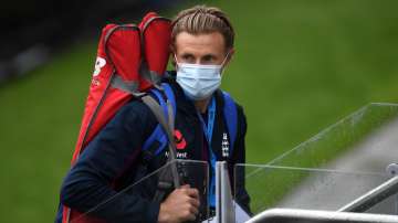 England captain Joe Root wears a protective mask as he walks to nets during a England Nets Session.