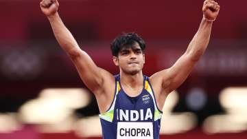 Neeraj Chopra reacts as he competes in the Javelin Throw during the final gme of Tokyo Olympics 2020